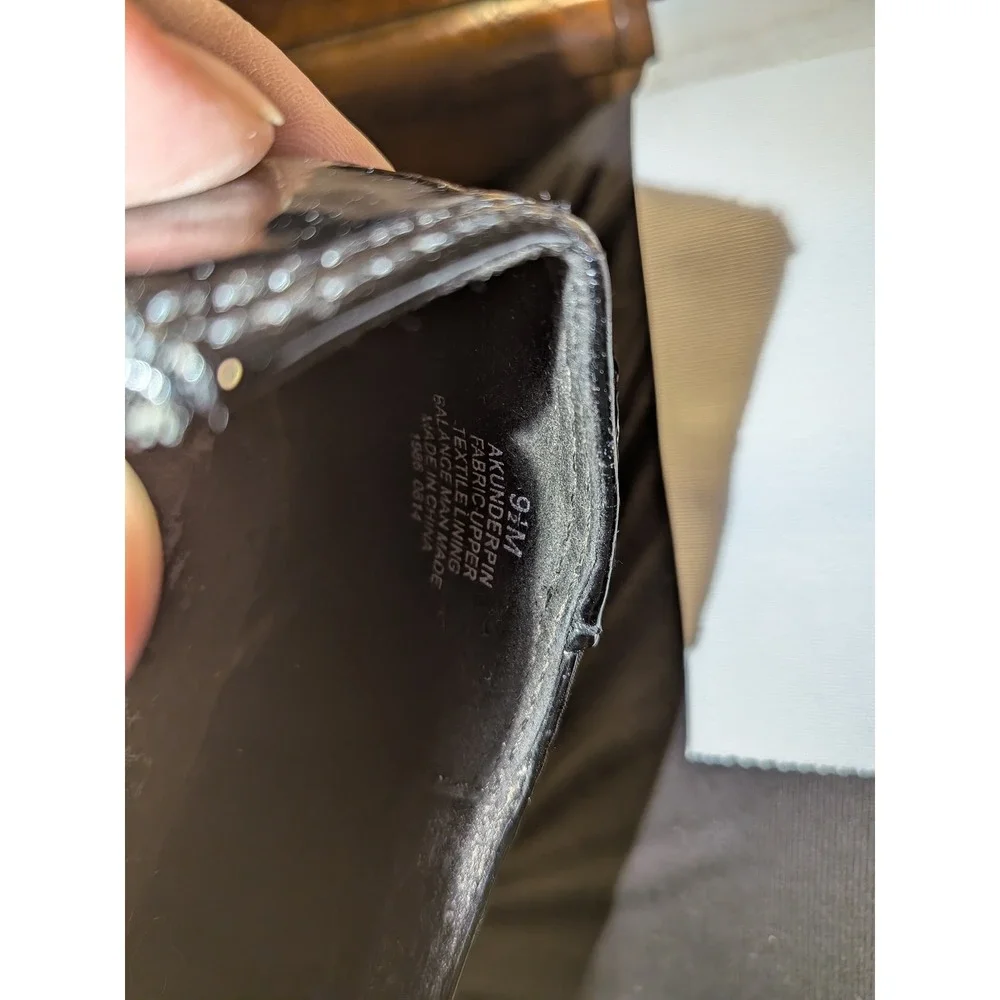 Anne Klein Underpin Black Fabric Patent Buckle Ballet Flats‎ 9.5M